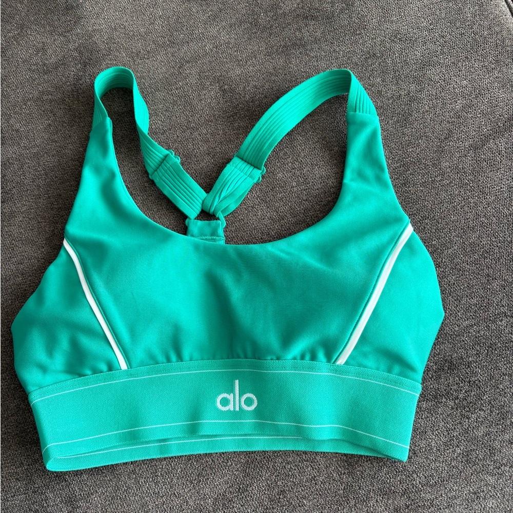 ALO Yoga Green Spruce Sports Bra